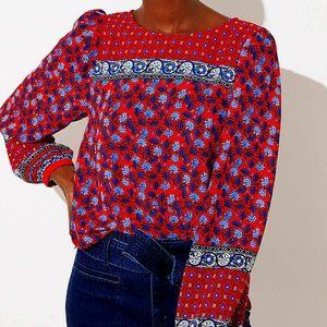 LOFT Petite Border Floral Blouse